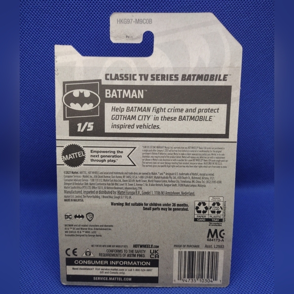 Hot Wheels Batmobile Cartoon Model - New Unopened - Picture 4 of 4